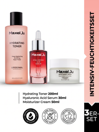 MAXEL JU Hydrating Toner (200 ML) Hyaluronsäure Serum (30 ML) Feuchtigkeitscreme (50 ML) Intensivpflege-Set