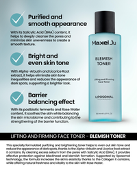 MAXEL JU Blemish Toner (150ML) & Blemish Serum (30ML) Purifying and Brightening 2-Piece Anti-Blemish Treatment Set