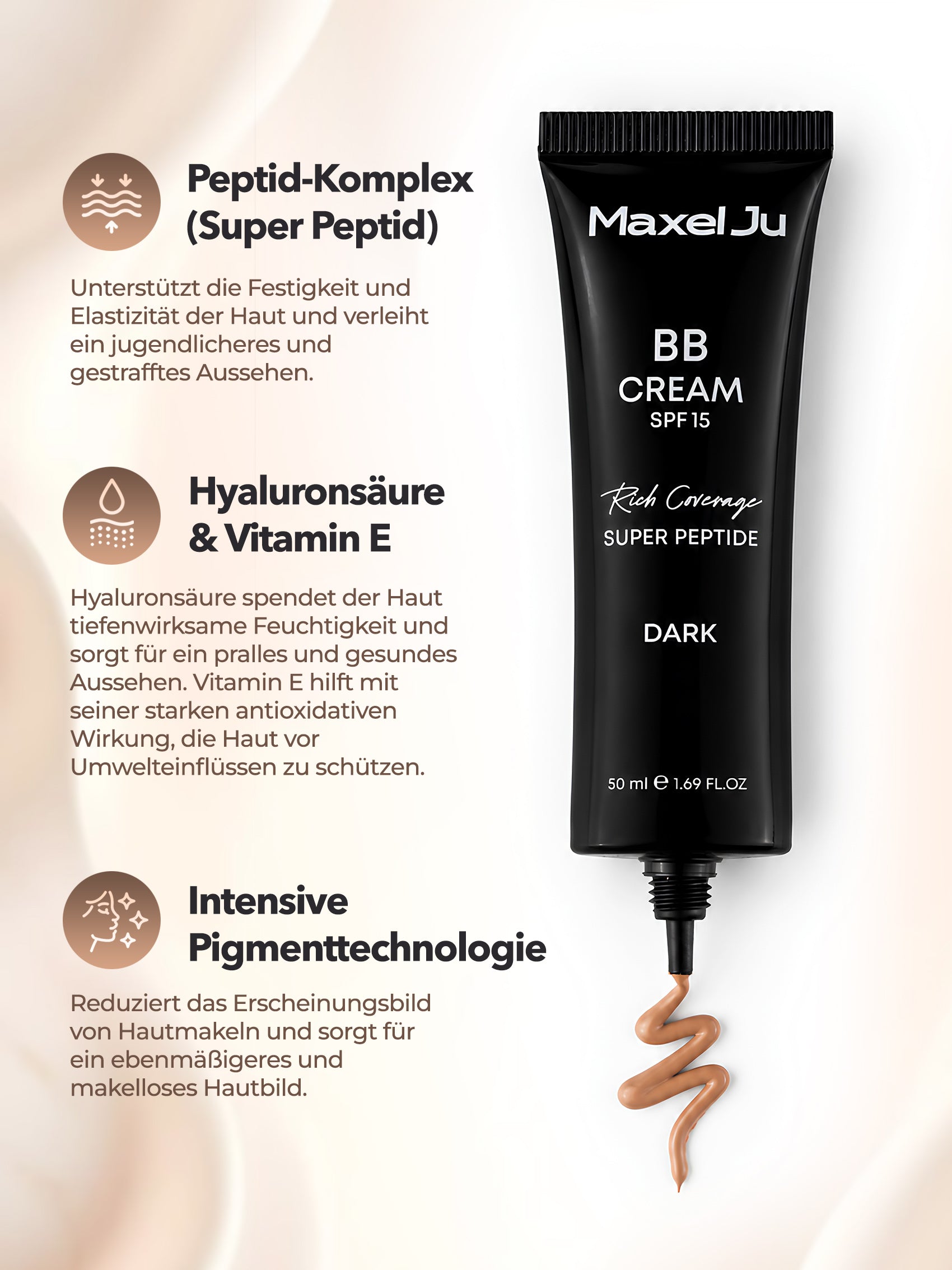 BB Cream SPF 15 Dark - Stark deckende und tonausgleichende Pflegecreme