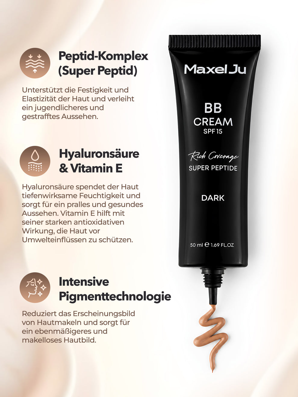 BB Cream SPF 15 Dark - Stark deckende und tonausgleichende Pflegecreme