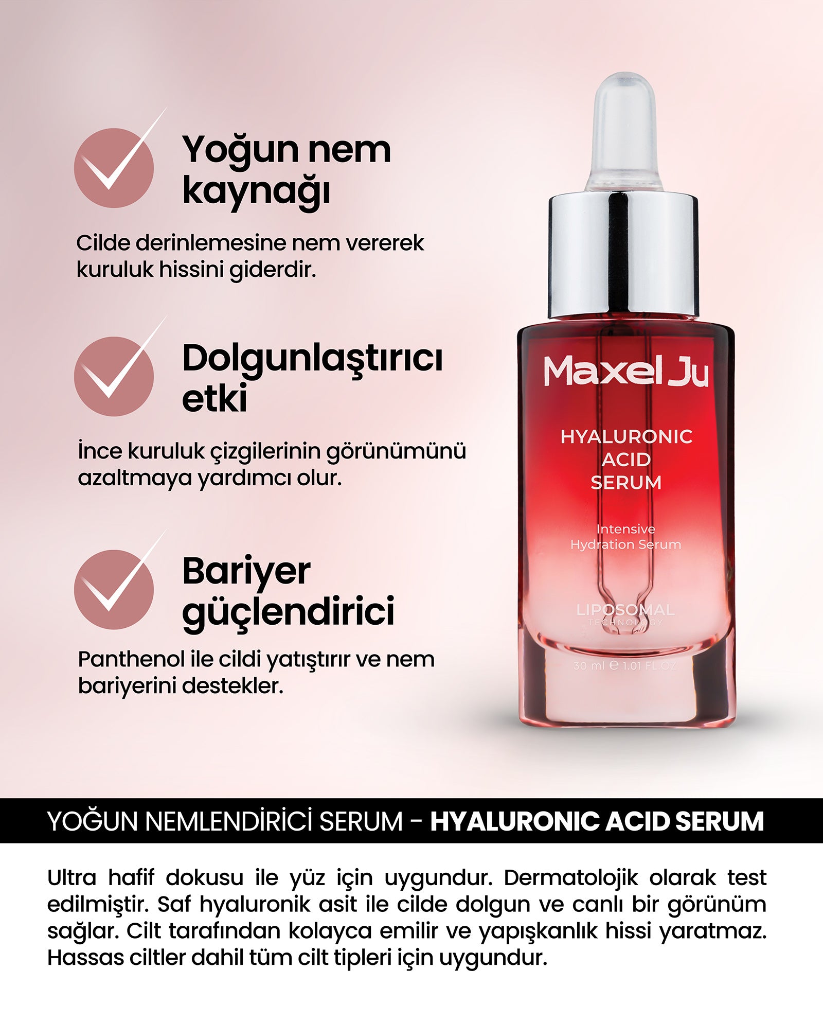 MAXEL JU Hydrating Toner (200 ML) Hyaluronic Acid Serum (30 ML) Moistruzer Cream (50 ML) Yoğun Bakım Seti
