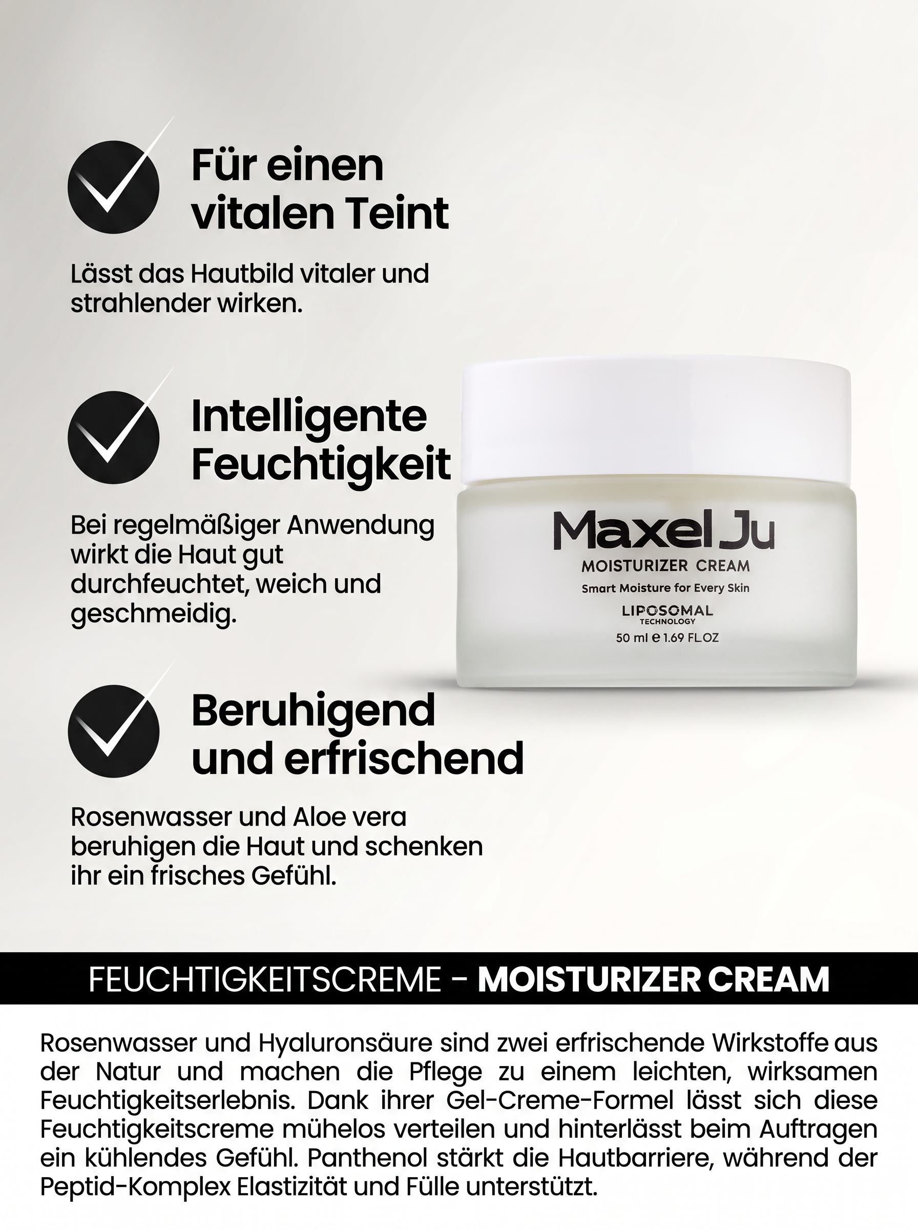 MAXEL JU Hydrating Toner (200 ML) Hyaluronsäure Serum (30 ML) Feuchtigkeitscreme (50 ML) Intensivpflege-Set