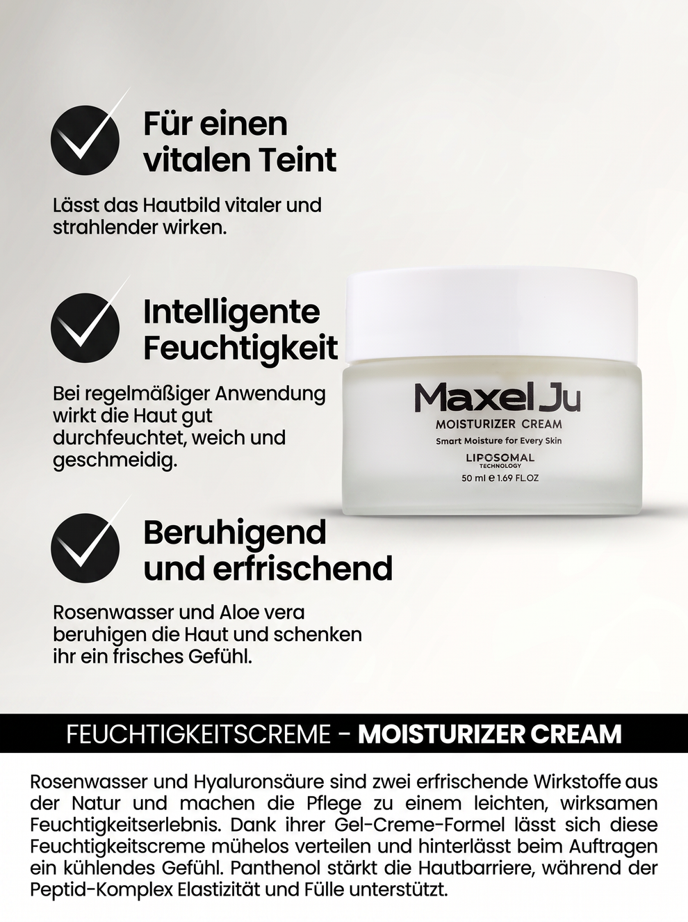 MAXEL JU Hydrating Toner (200 ML) Hyaluronsäure Serum (30 ML) Feuchtigkeitscreme (50 ML) Intensivpflege-Set